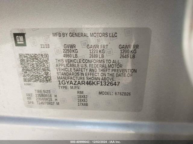 1GYAZAR46KF132647 Cadillac Xt4 Luxury