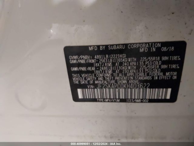 JF2SKAPC0KH403622 Subaru Forester Sport