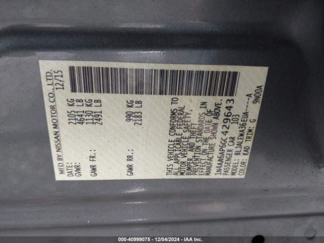 1N4AA6AP6GC429643 Nissan Maxima 3.5 Sl