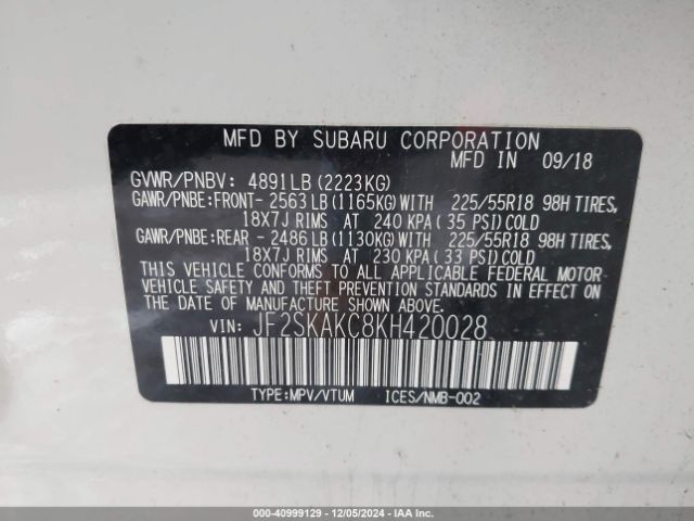 JF2SKAKC8KH420028 Subaru Forester Sport