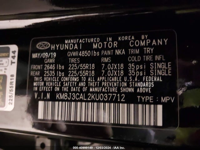 Hyundai Tucson Ultimate 2019 KM8J3CAL2KU037712 Image 9