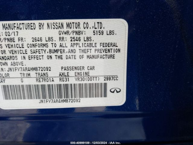 JN1FV7AR4HM872092 Infiniti Q50 3.0t Red Sport 400