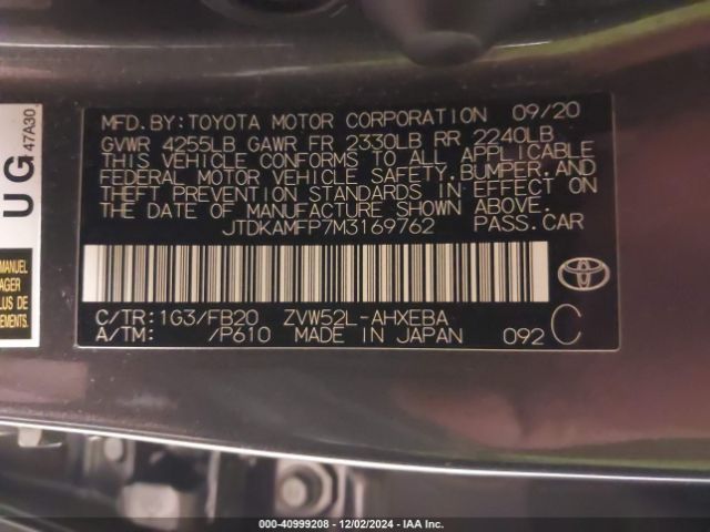 JTDKAMFP7M3169762 Toyota Prius Prime Le