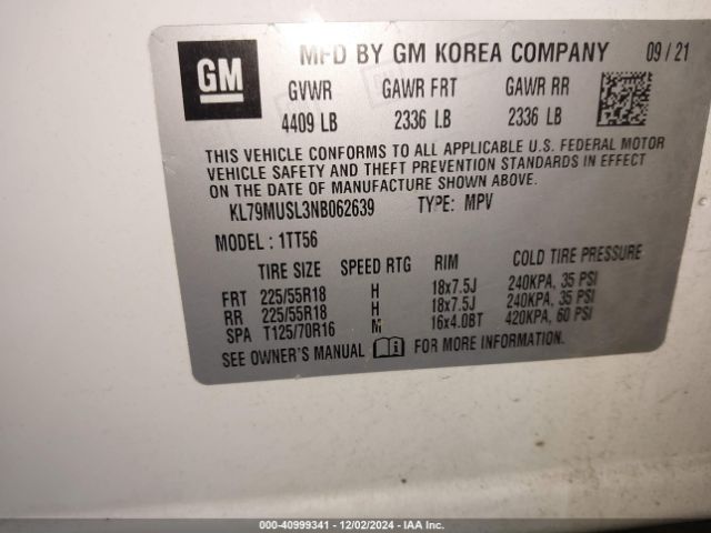 KL79MUSL3NB062639 Chevrolet Trailblazer Awd Rs