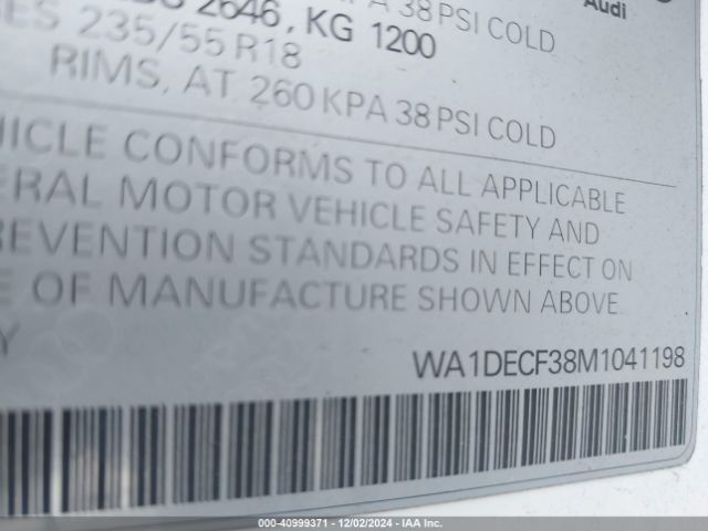 WA1DECF38M1041198 Audi Q3 Premium 45 Tfsi S Line Quattro Tiptronic
