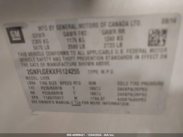 Chevrolet Equinox 2lt 2015 2GNFLGEKXF6124255 Image 9