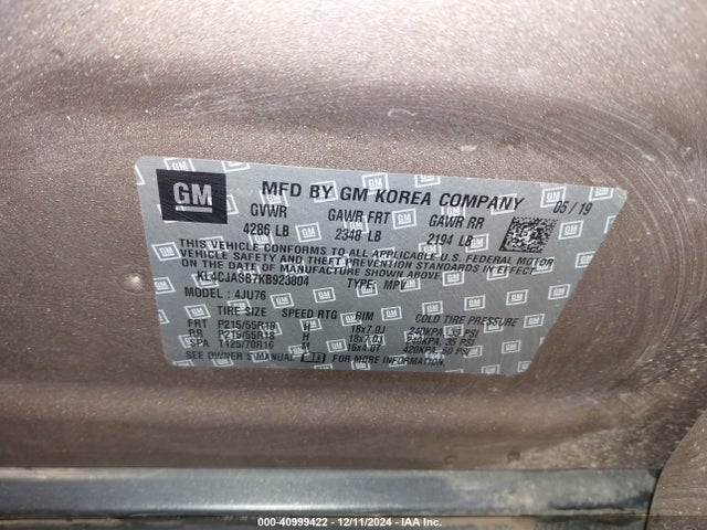 KL4CJASB7KB923804 Buick Encore Fwd Preferred