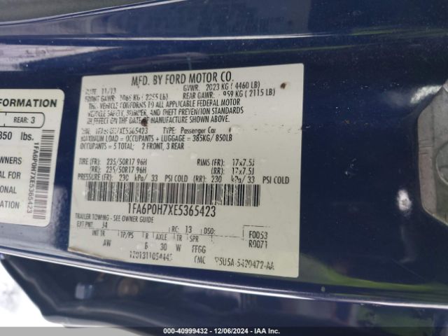 1FA6P0H7XE5365423 Ford FUSION SE