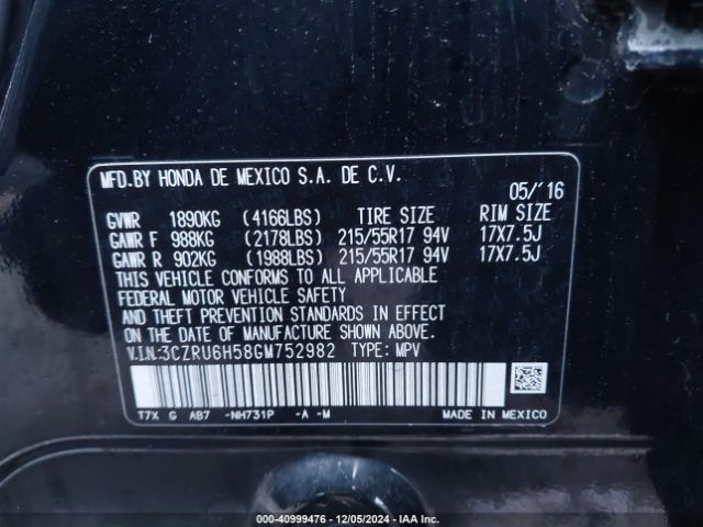 3CZRU6H58GM752982 Honda HR-V EX