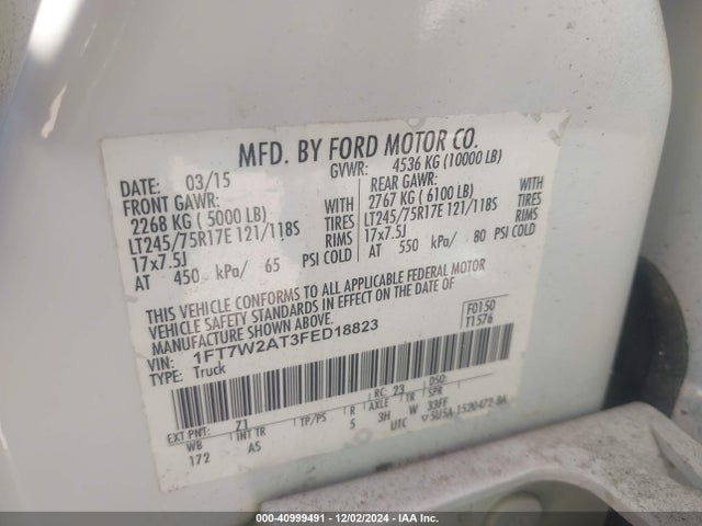 Ford F-250 Xl 2015 1FT7W2AT3FED18823 Image 9