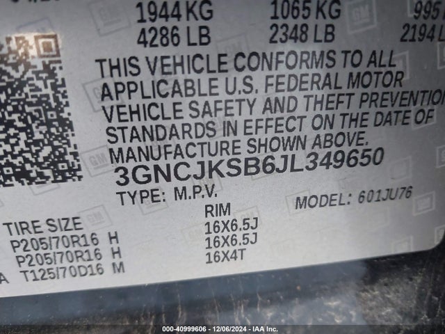 Chevrolet TRAX LS 2018 3GNCJKSB6JL349650 Image 9