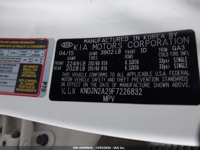 KIA Soul 2015 KNDJN2A29F7226832 Image 9