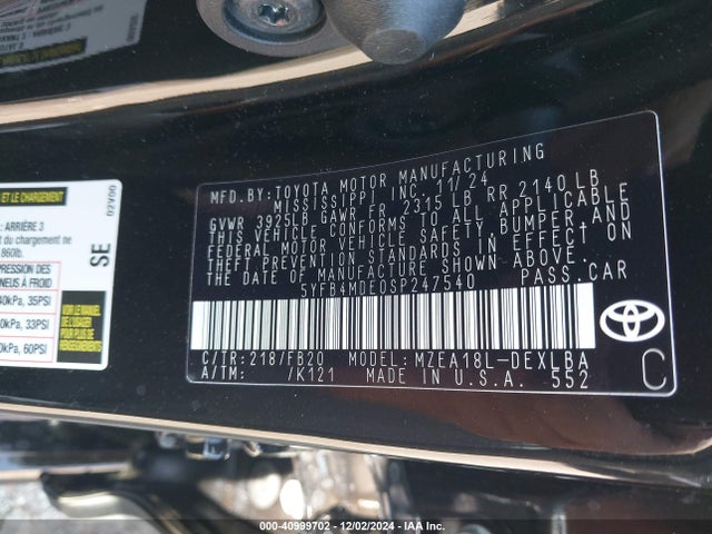 Toyota COROLLA LE 2025 5YFB4MDE0SP247540 Image 9