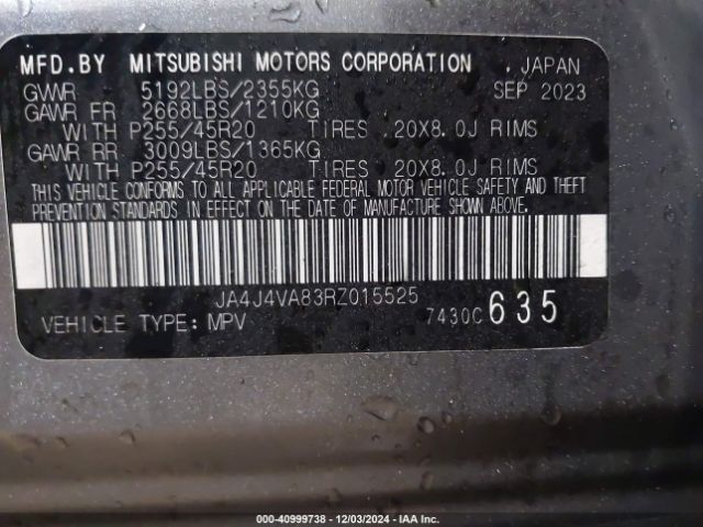 JA4J4VA83RZ015525 Mitsubishi Outlander Se 2.5