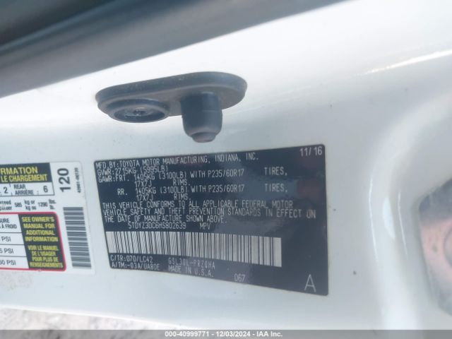 5TDYZ3DC6HS802639 Toyota Sienna Xle/limited