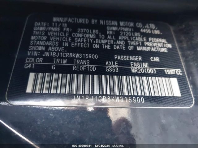 JN1BJ1CR8KW315900 Nissan Rogue Sport S