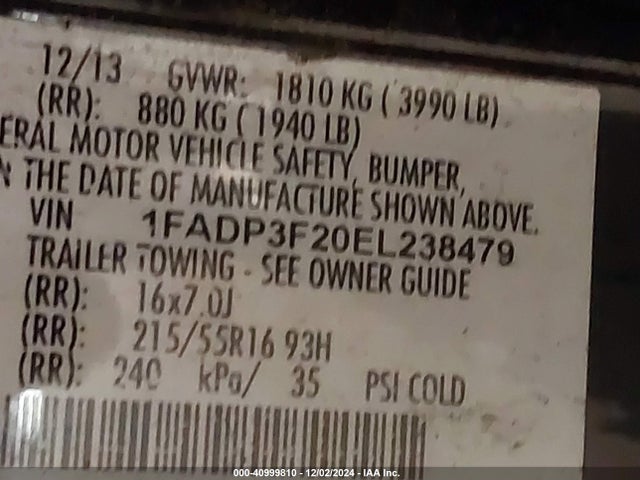 1FADP3F20EL238479 Ford FOCUS SE