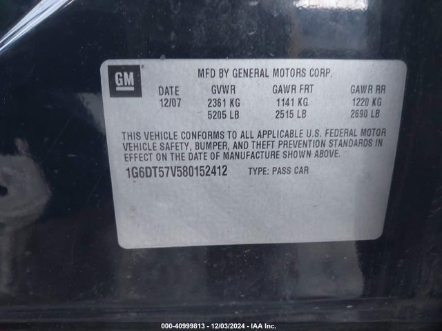 2008 CADILLAC CTS 1G6DT57V580152412 Photo 8