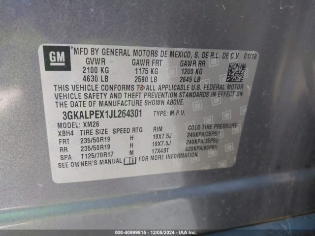 3GKALPEX1JL264301 GMC Terrain Slt