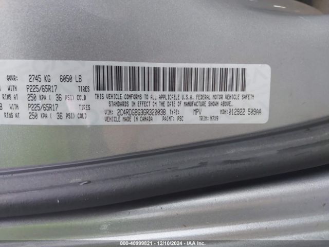 2C4RDGBG3GR320038 Dodge Grand Caravan Se Plus