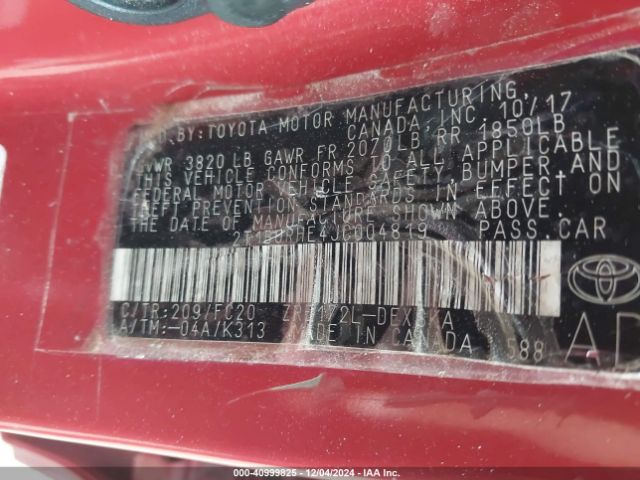 2T1BURHE4JC004819 Toyota COROLLA SE