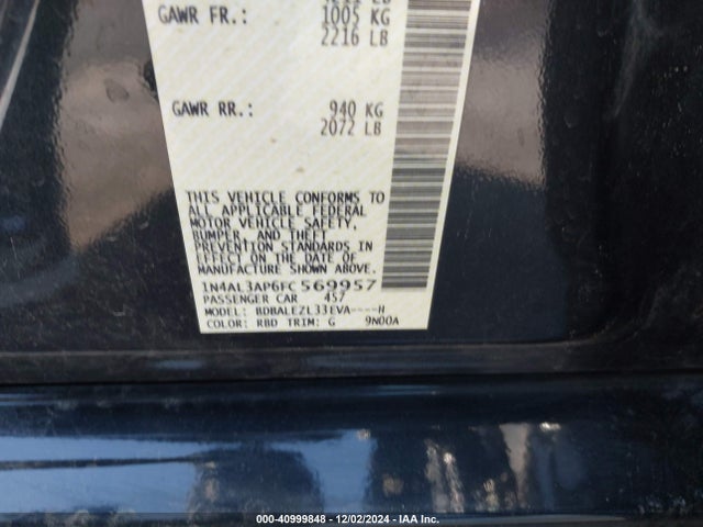 1N4AL3AP6FC569957 Nissan ALTIMA 2.5