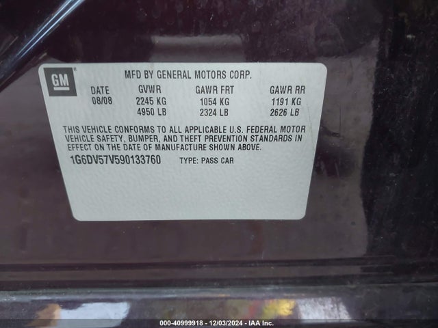 2009 CADILLAC CTS 1G6DV57V590133760 Photo 8