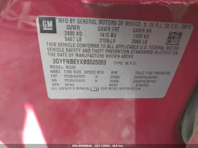 2011 CADILLAC SRX 3GYFNBEYXBS525059 Photo 8