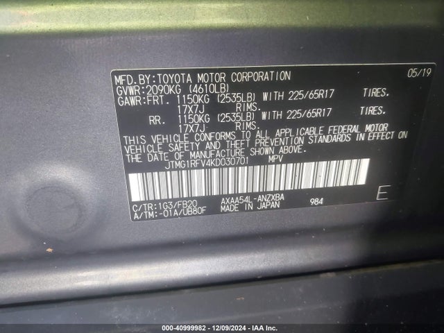 Toyota RAV4 LE 2019 JTMG1RFV4KD030701 Image 9