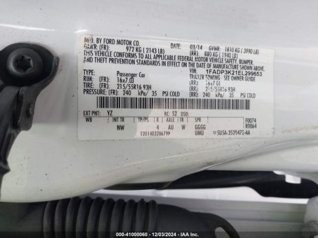 1FADP3K21EL299653 Ford FOCUS SE