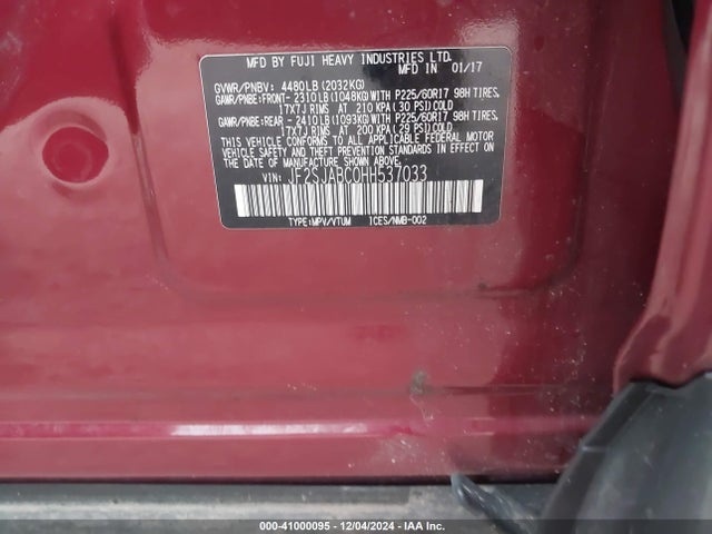 JF2SJABC0HH537033 Subaru Forester 2.5i