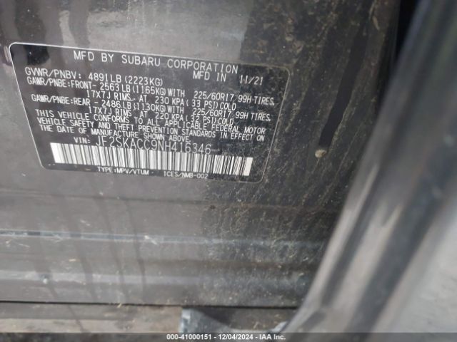 JF2SKACC9NH416346 Subaru Forester