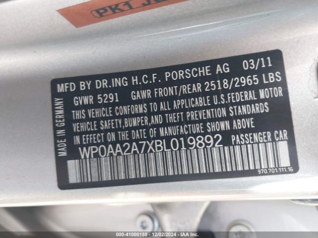 2011 PORSCHE PANAMERA WP0AA2A7XBL019892 Photo 8