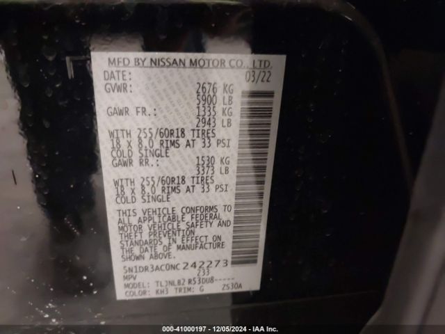 5N1DR3AC0NC242273 Nissan Pathfinder S 4wd
