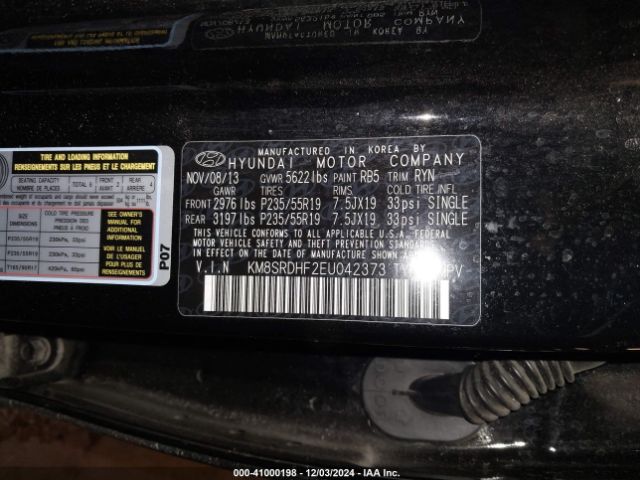 KM8SRDHF2EU042373 Hyundai Santa Fe Limited