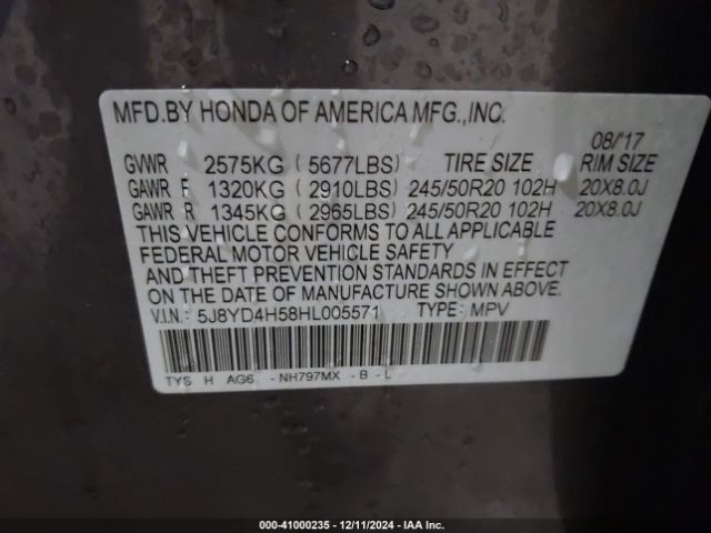 5J8YD4H58HL005571 Acura Mdx Technology Package