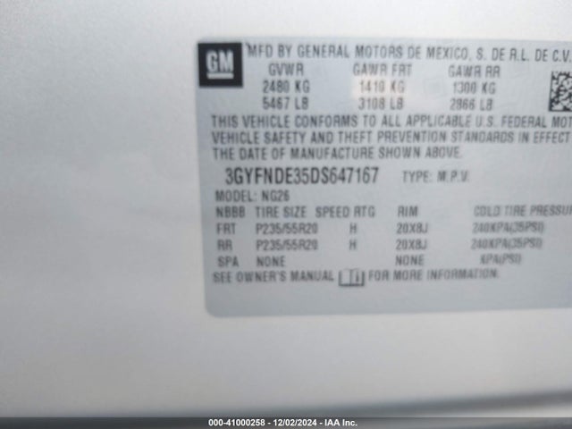 2013 CADILLAC SRX 3GYFNDE35DS647167 Photo 8