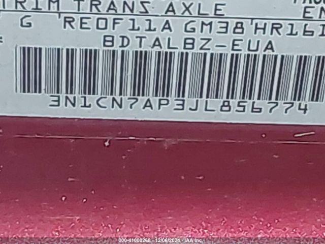 3N1CN7AP3JL856774 Nissan Versa 1.6 Sv