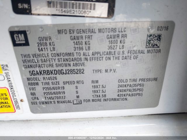 5GAKRBKD0GJ285282 Buick Enclave Leather