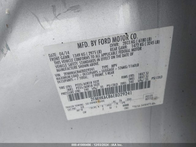 2FMHK6C86EBD29241 Ford FLEX SEL