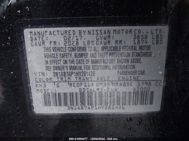 Nissan SENTRA SR 2017 3N1AB7AP1HY281426 Image 9