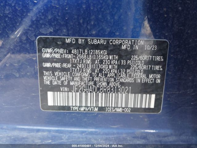 JF2GUADC8R8313021 Subaru Crosstrek Premium