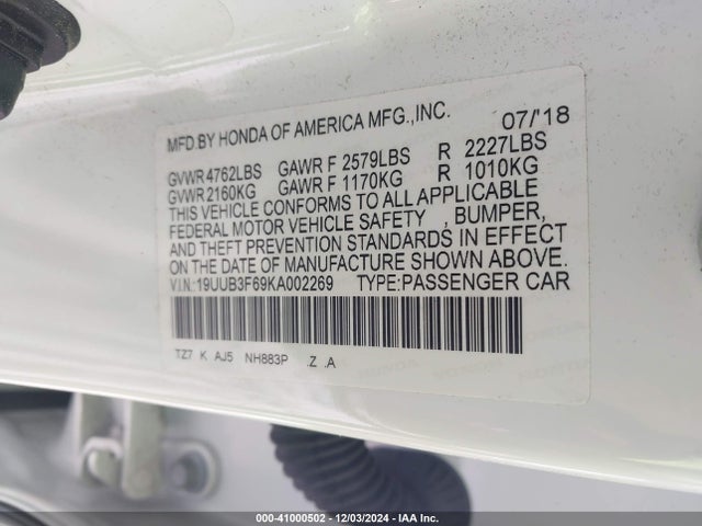 19UUB3F69KA002269 Acura Tlx Tech   A-spec Pkgs