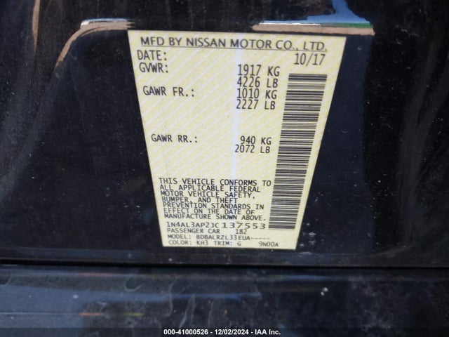 Nissan Altima 2.5 Sl 2018 1N4AL3AP2JC137553 Image 9