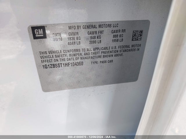 Chevrolet MALIBU LS 2017 1G1ZB5ST1HF104360 Image 9