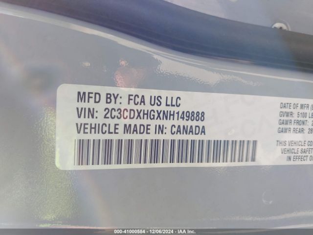 2C3CDXHGXNH149888 Dodge Charger Gt Rwd
