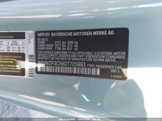 2013 MINI COOPER CONVERTIBLE WMWZP3C56DT705883 Photo 8