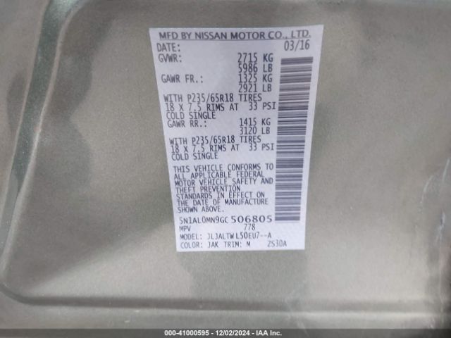 5N1AL0MN9GC506805 Infiniti QX60