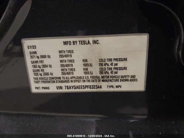 2023 TESLA MODEL Y 7SAYGAEE5PF832344 Photo 8
