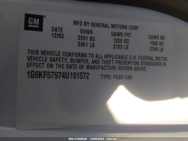 2004 CADILLAC DEVILLE 1G6KF57974U191572 Photo 8